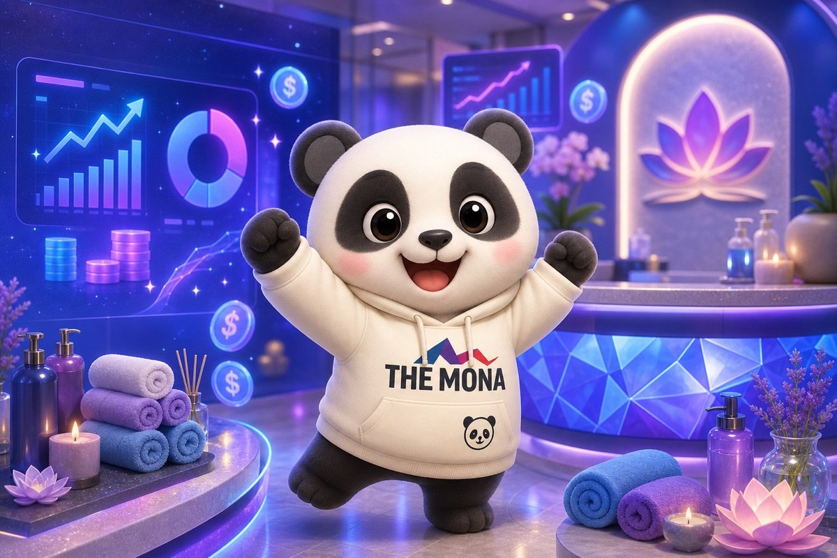 Gấu MONA tự tin trong không gian spa, minh họa thành công giảm nợ khó đòi nhờ tự động hóa cảnh báo công nợ.