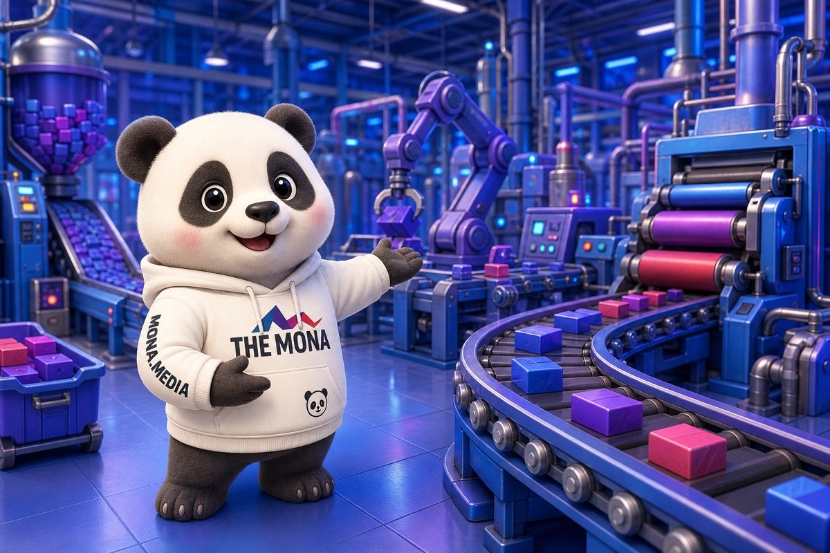 Chú gấu MONA tự tin giữa nhà máy sản xuất, mời gọi khám phá 5 sai lầm khi tự động hóa giá rẻ.