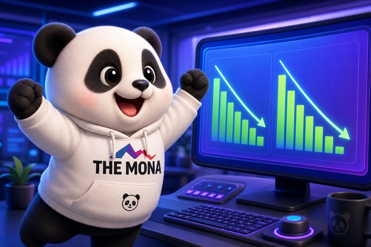 Panda nhìn màn hình điều khiển hiển thị chi phí xử lý khiếu nại B2B giảm mạnh, thể hiện hiệu quả của tự động hóa.