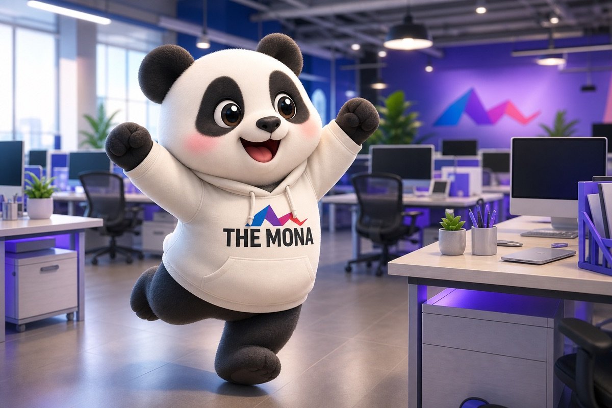 Panda di chuyển nhẹ nhàng trong văn phòng, thể hiện sự tinh gọn nhân sự sau khi áp dụng tự động hóa quy trình khiếu nại B2B, tránh headcount cồng kềnh.