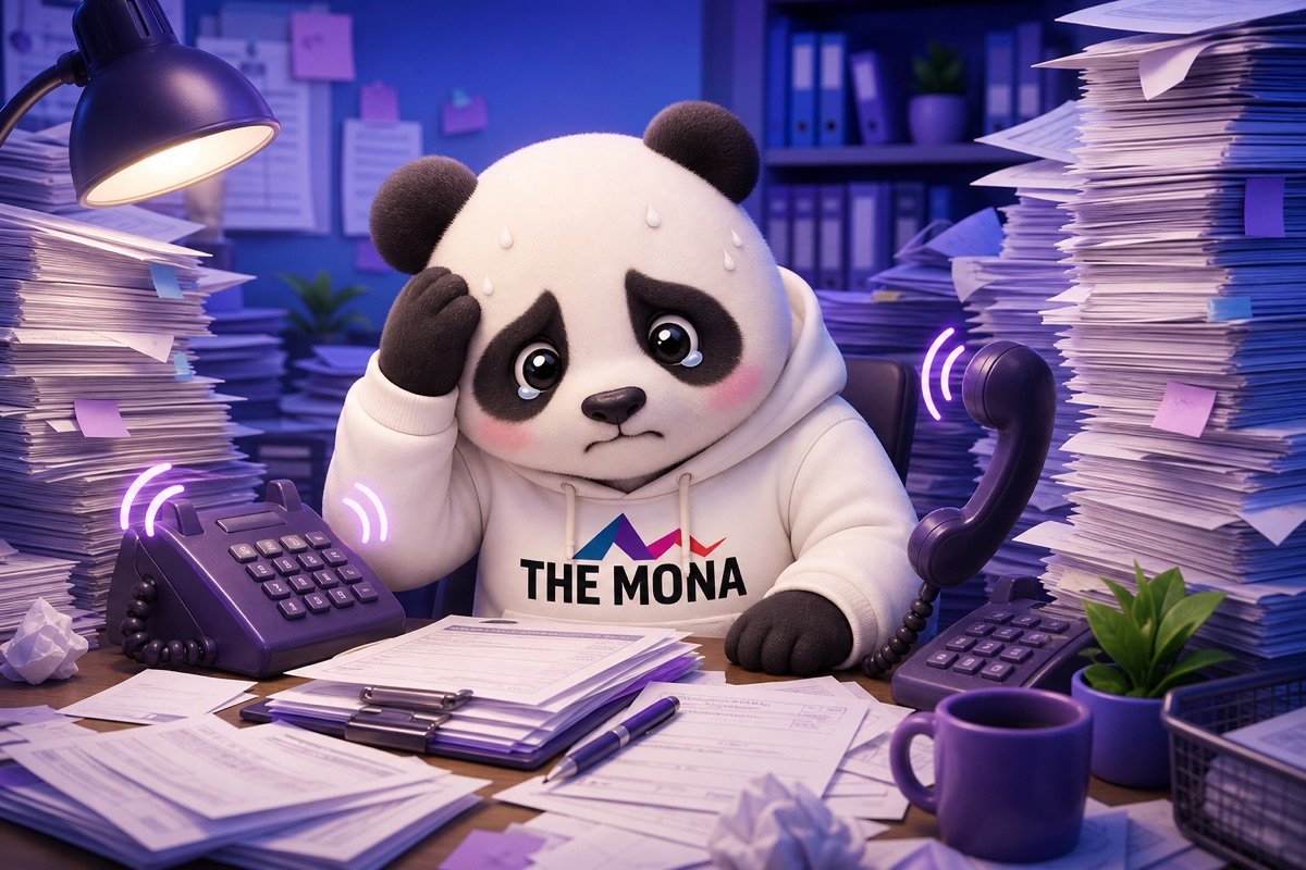Panda buồn bã, lo lắng vì quá tải với hàng chồng đơn khiếu nại B2B thủ công, thể hiện nỗi đau lương cao output thấp của nhân sự.