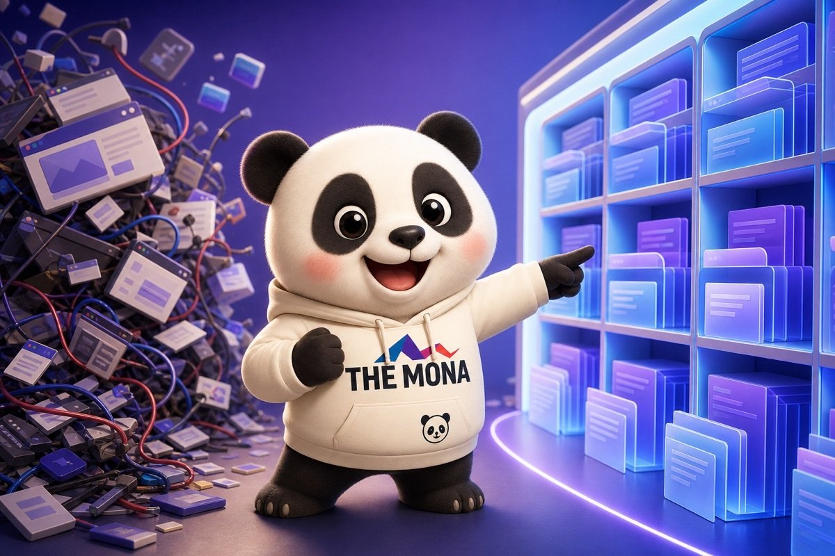 Panda hào hứng chỉ vào sự khác biệt trước và sau khi tối ưu viết content answer-first, từ lộn xộn đến có tổ chức.
