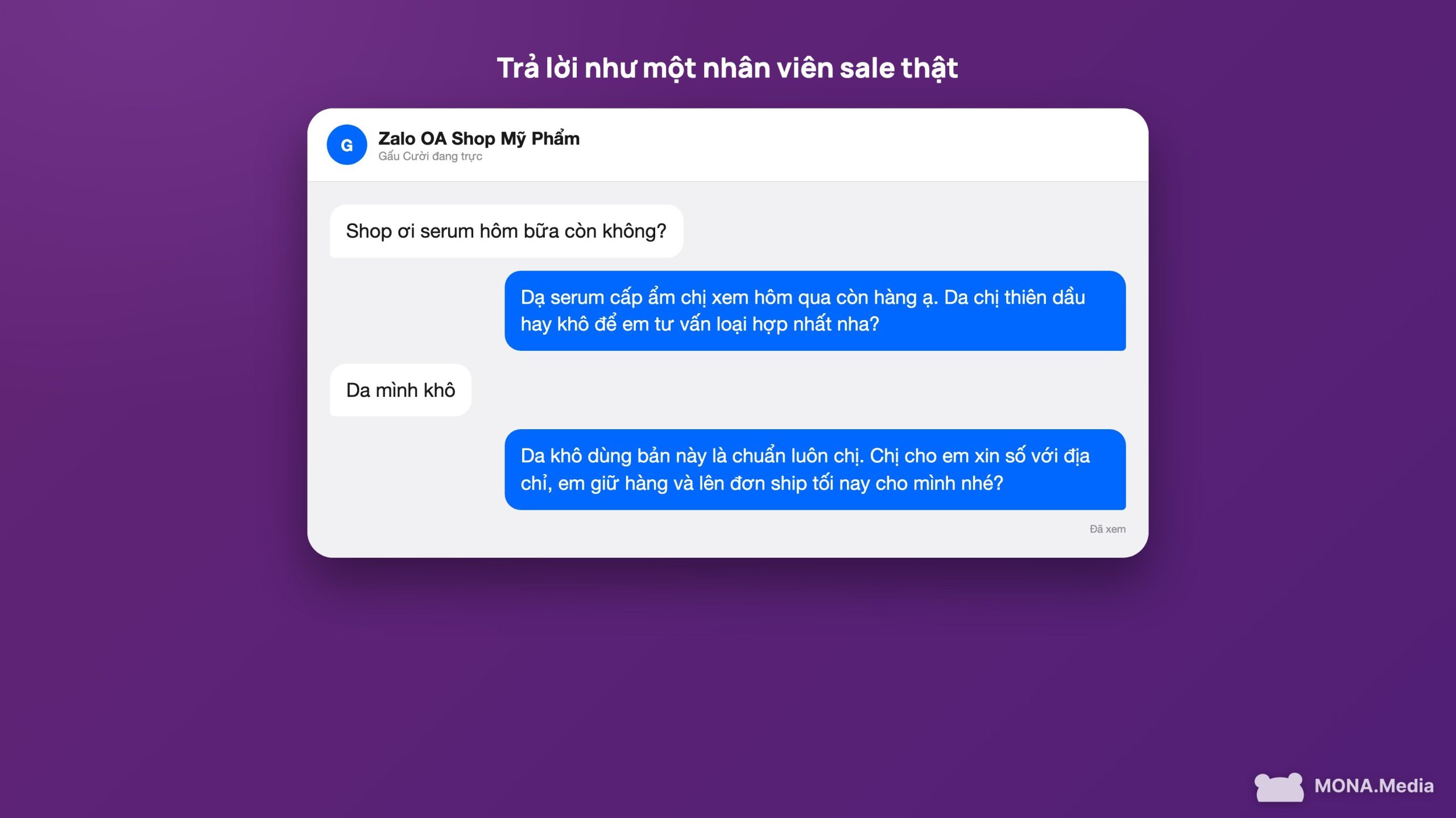 AI trả lời tự động Zalo tự nhiên như nhân viên sale thật, tư vấn và xin thông tin khách