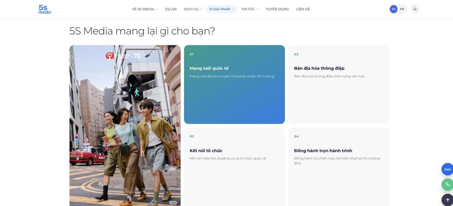 Trang giải pháp Go Global với bốn khối giá trị mang lại cho khách