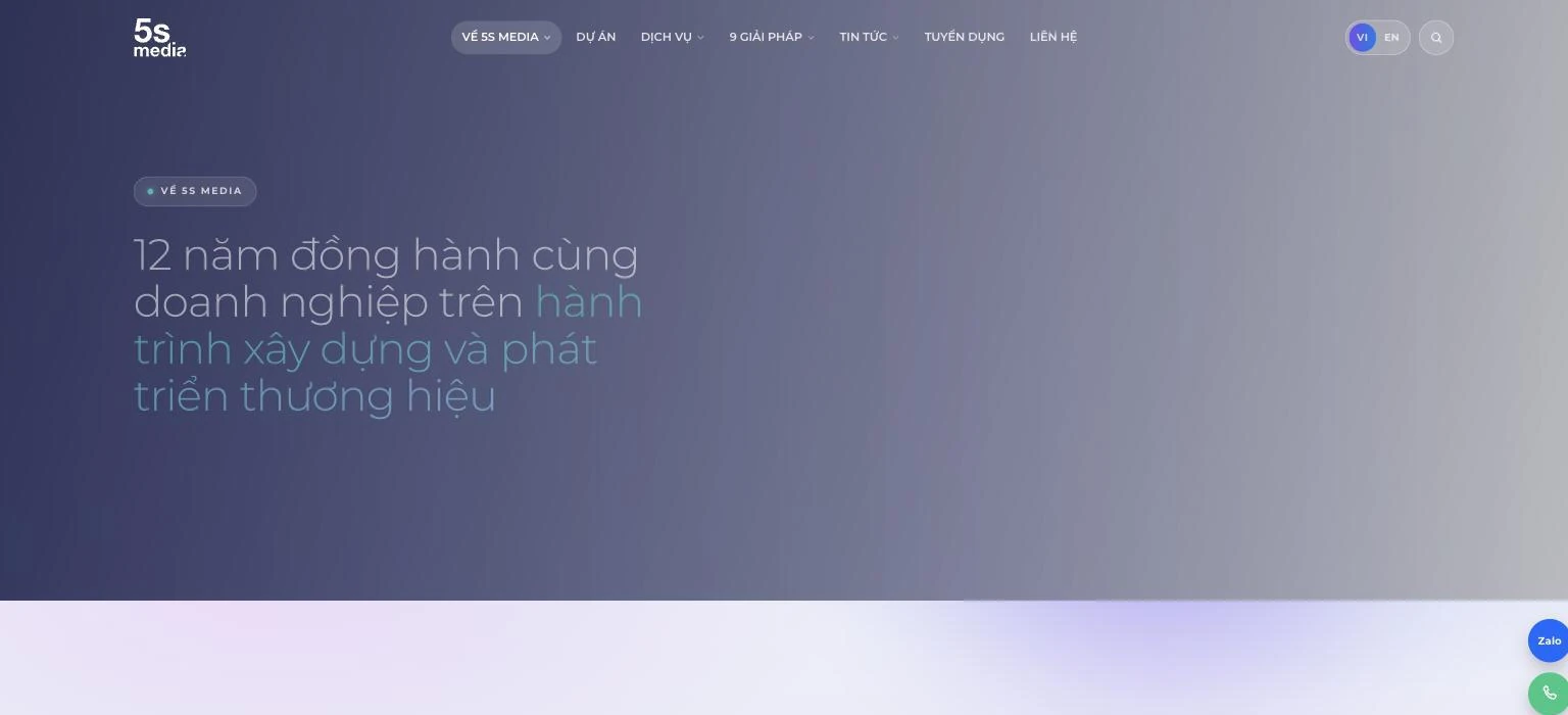 Trang về 5S Media mở bằng dòng mười hai năm đồng hành cùng doanh nghiệp