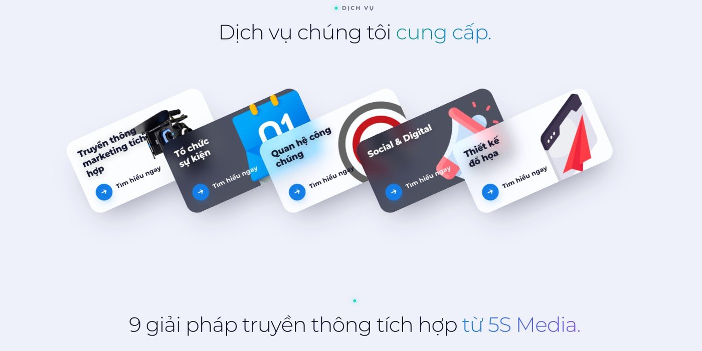 Khối dịch vụ trên website 5S Media