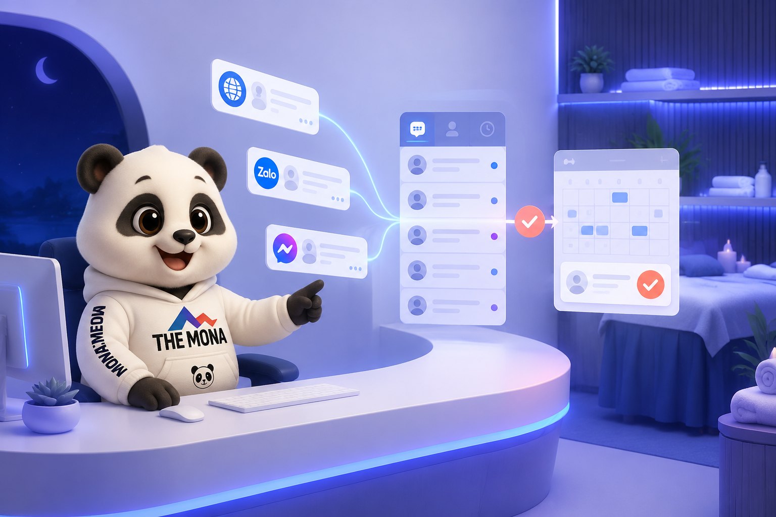 Chuỗi spa dùng AI automation gom tin nhắn đa kênh trả lời và đặt lịch tự động suốt ngày đêm