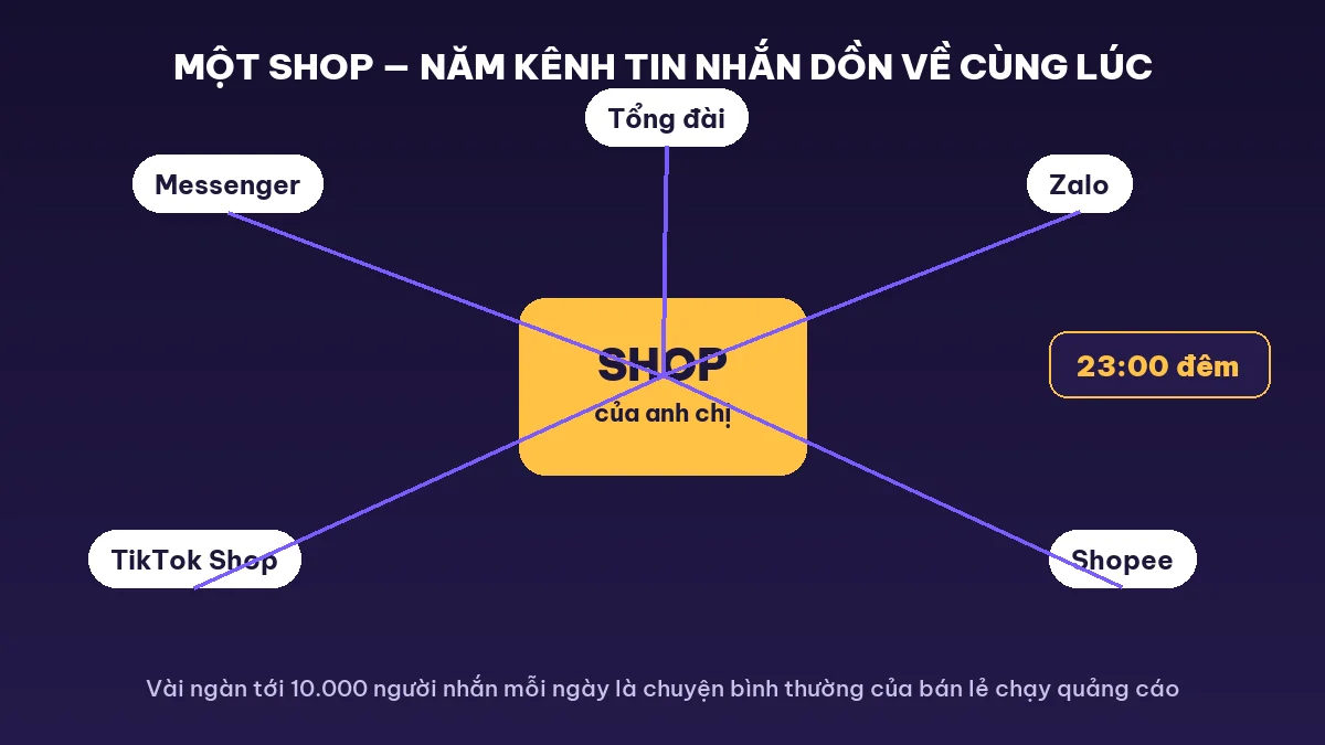 Chatbot AI bán hàng gánh tin nhắn đa kênh cho shop bán lẻ