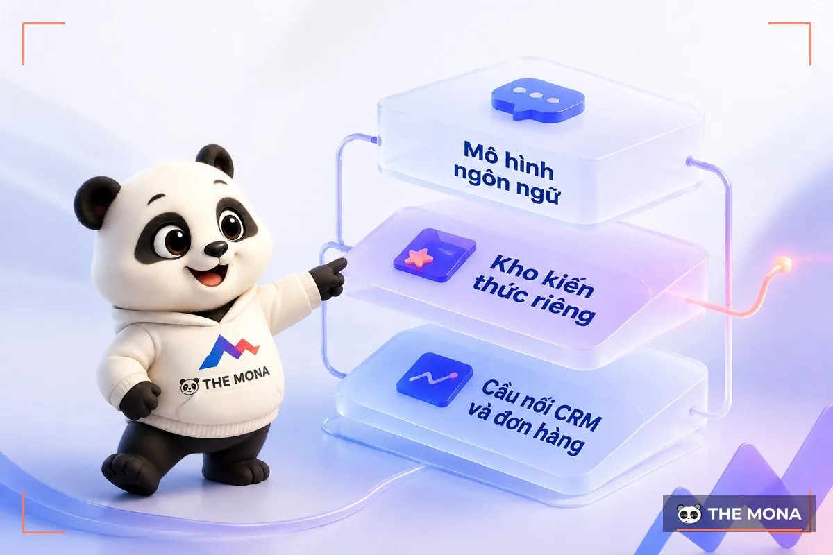 Sơ đồ ba lớp cấu tạo chatbot AI cho doanh nghiệp