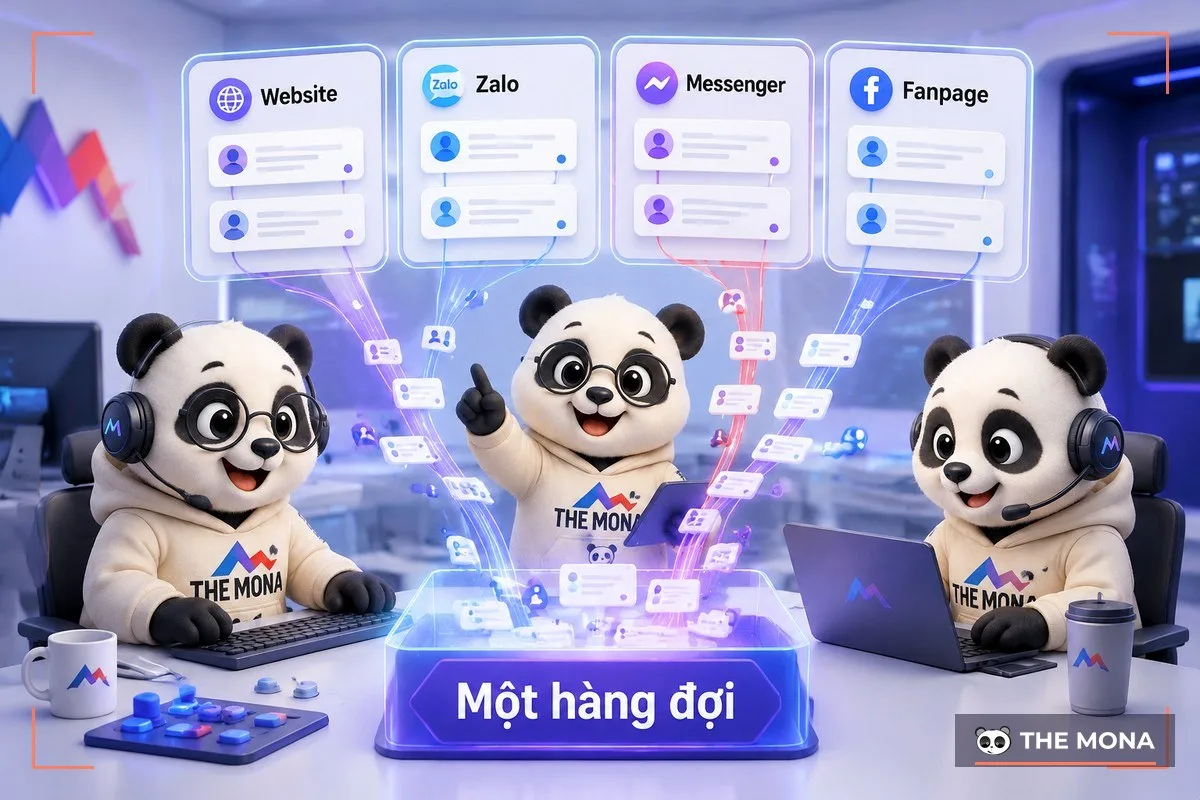 Đội gấu MONA trực chatbot đa kênh website Zalo Messenger