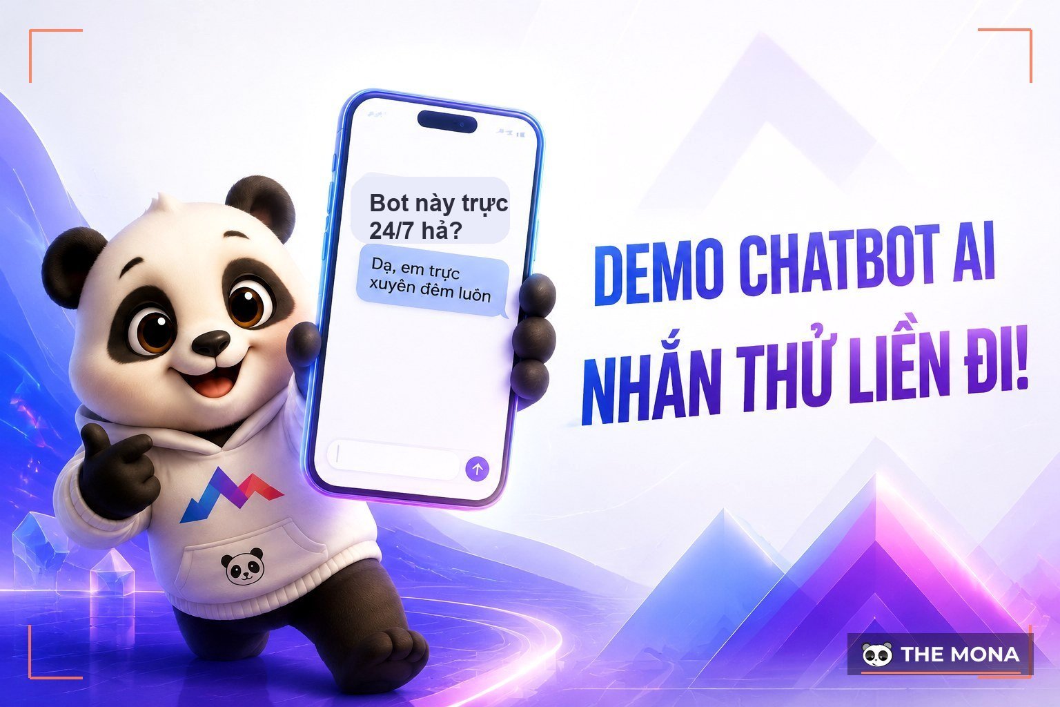 Demo chatbot AI, nhắn thử Gấu Cười đang trực thật