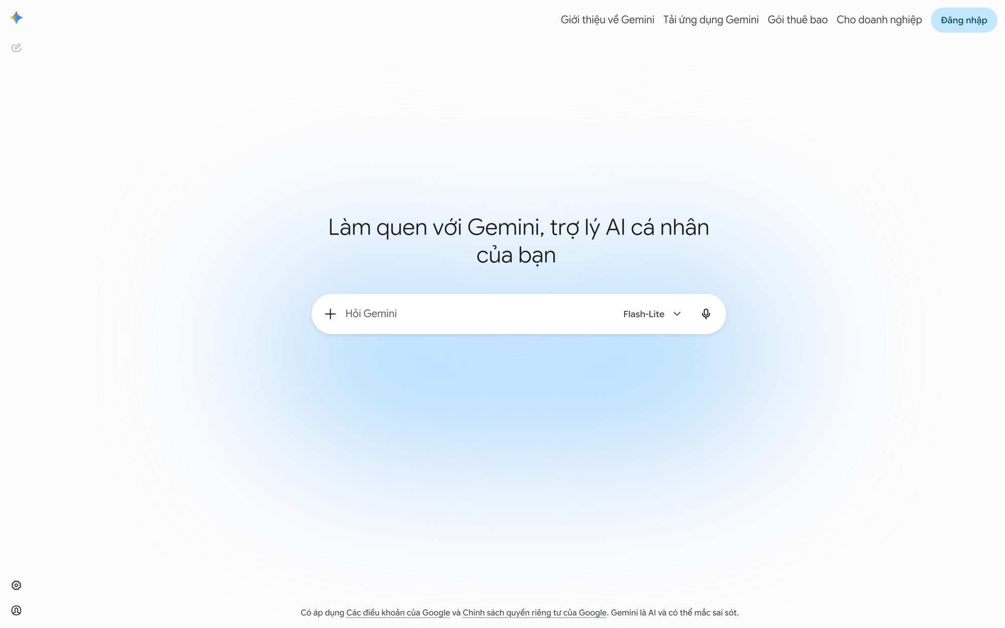 Giao diện Gemini tiếng Việt