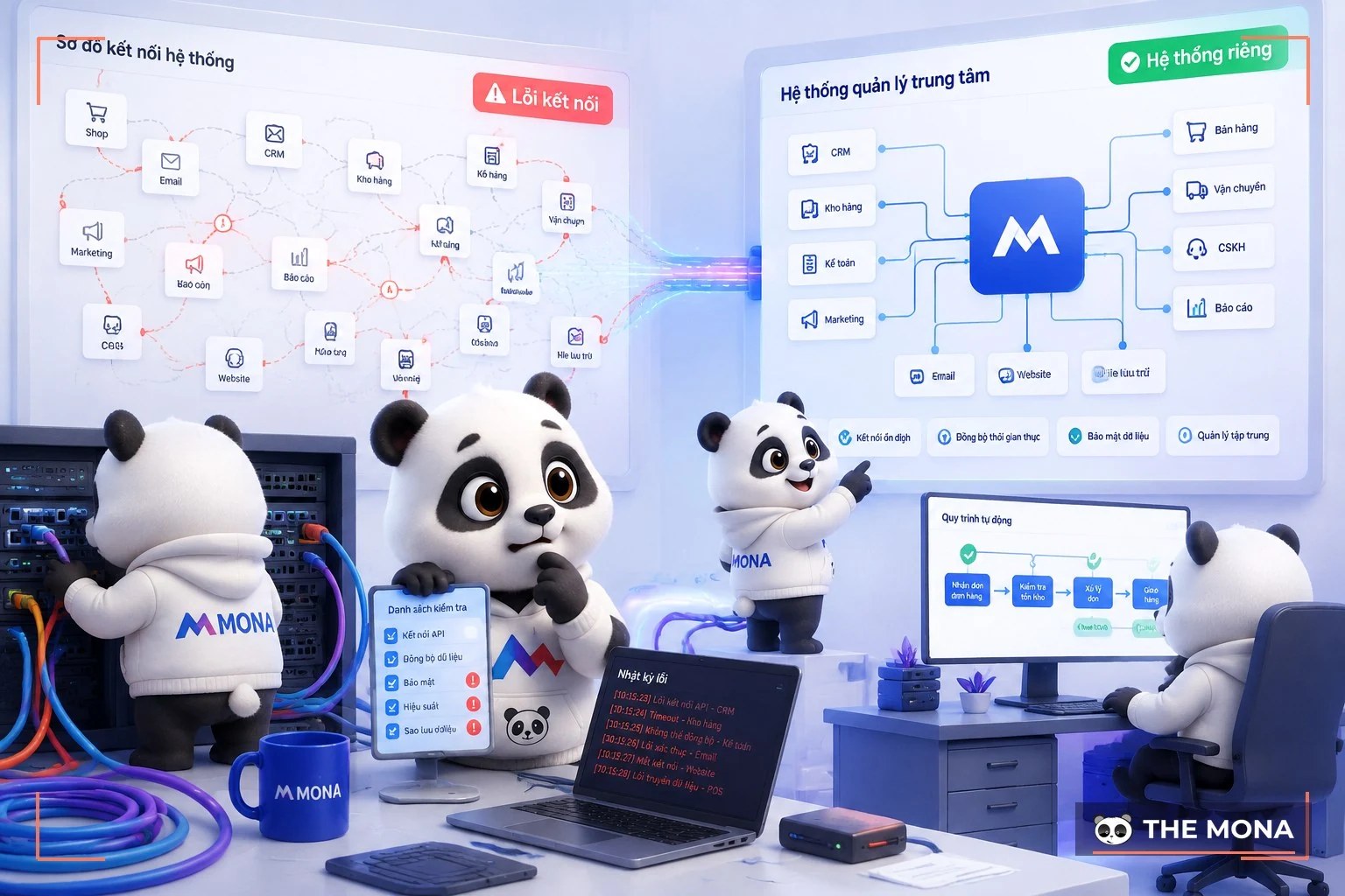 Gấu MONA kiểm tra lỗi trong quy trình IT tự ghép