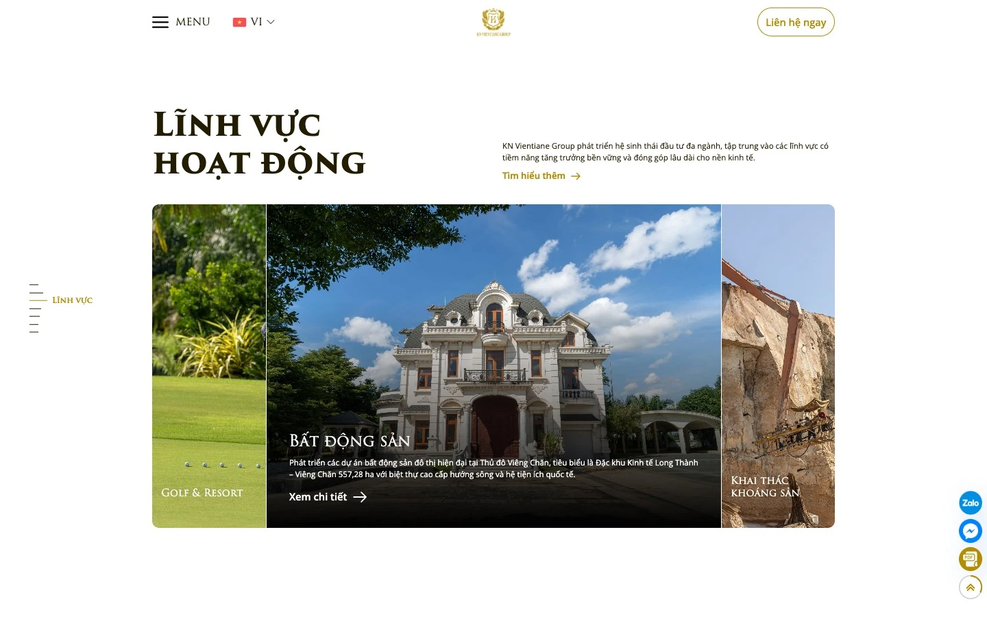 Màn lĩnh vực hoạt động golf và resort, bất động sản, khai thác khoáng sản