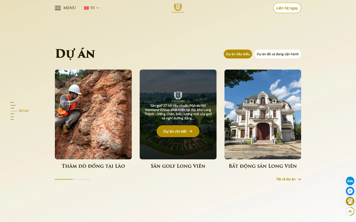 Màn dự án tiêu biểu gồm thăm dò đồng, sân golf Long Viên và bất động sản Long Viên