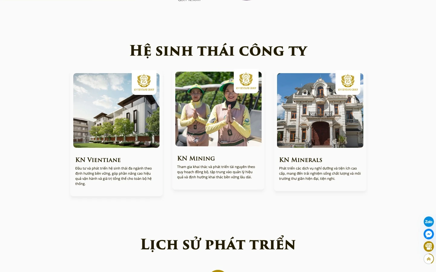 Hệ sinh thái công ty gồm KN Vientiane, KN Mining và KN Minerals