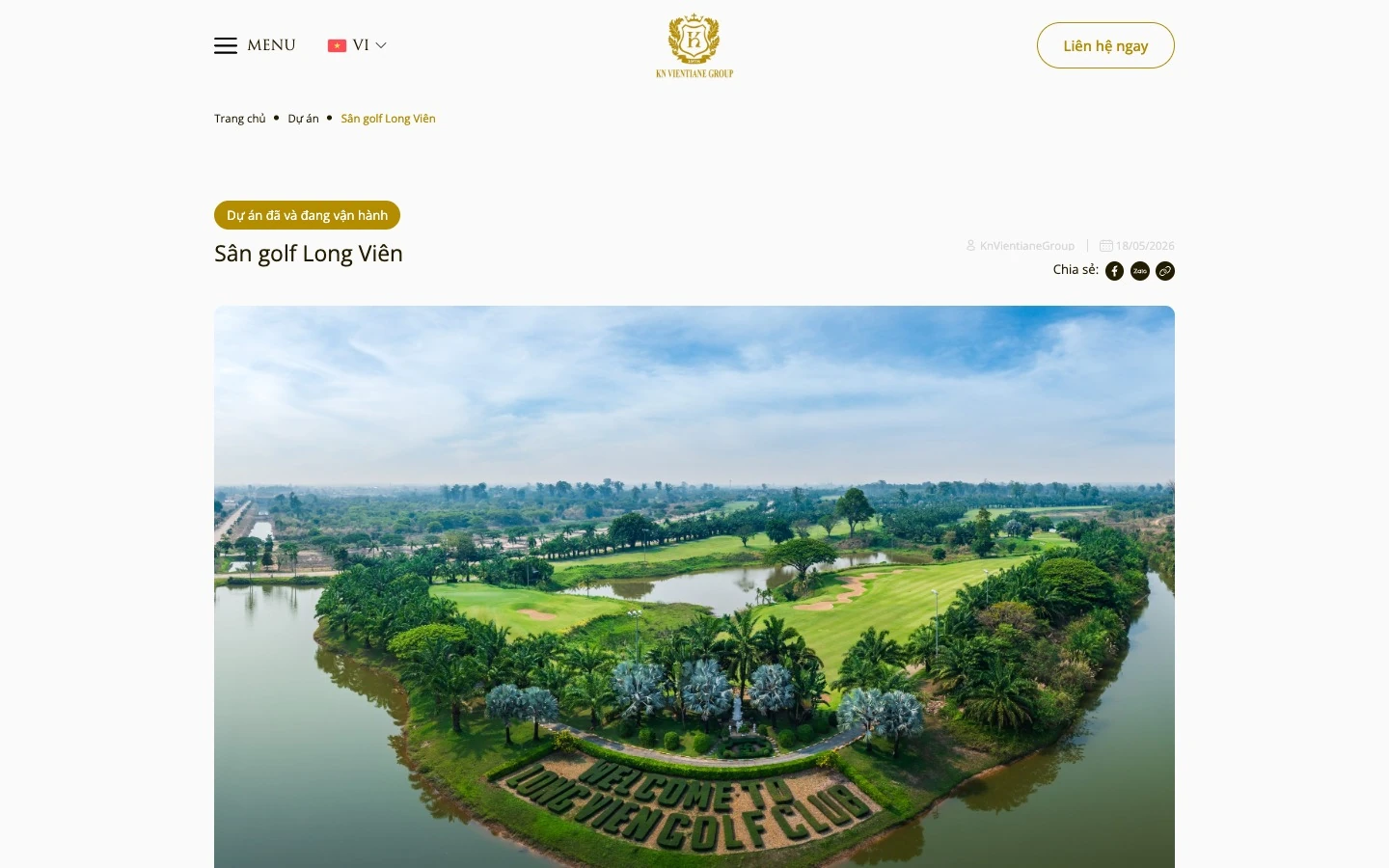 Trang dự án sân golf Long Viên với ảnh flycam toàn cảnh sân golf