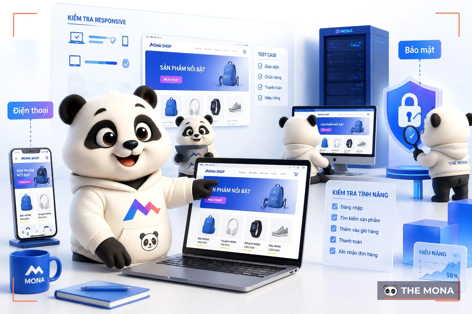 Đội gấu MONA kiểm tra mockup trên nhiều thiết bị