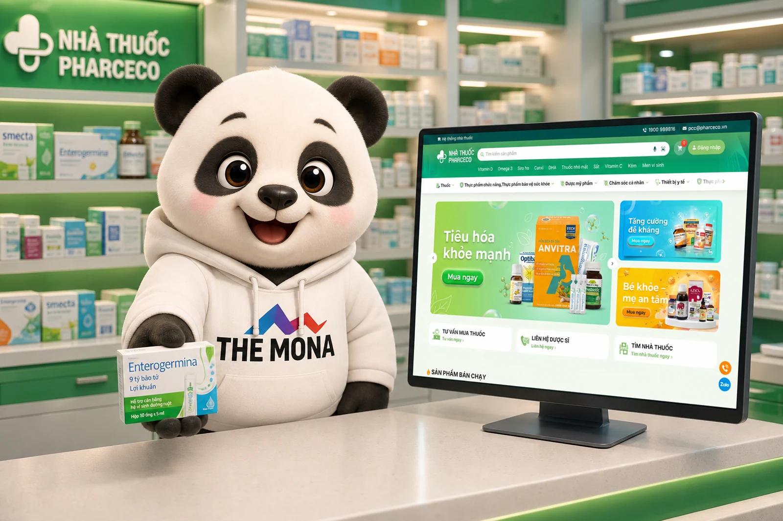 Nhà thuốc Pharceco - web 3D + Gấu MONA
