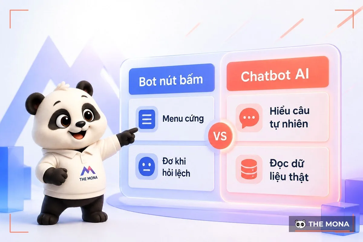 So sánh bot nút bấm và chatbot AI trên Messenger