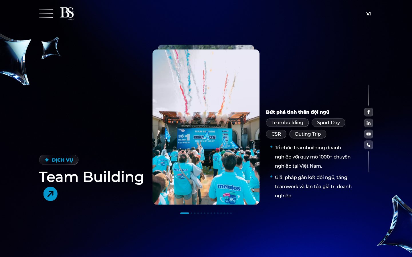 Điểm nhấn giao diện 2 website BS Group - Website event agency dựng trải nghiệm sự kiện ngay trên màn hình