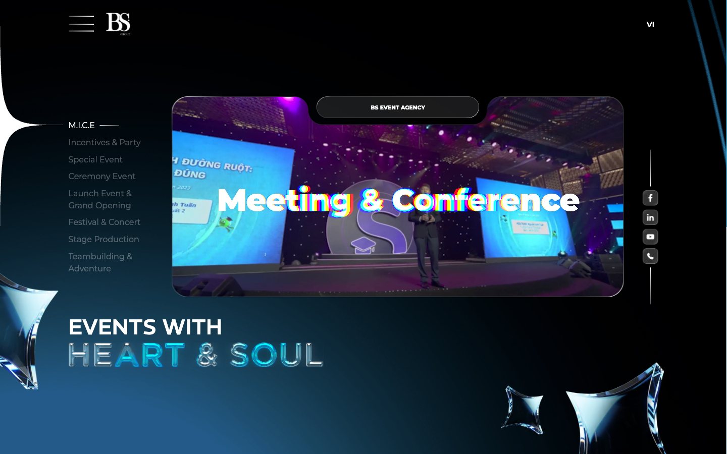 Điểm nhấn giao diện 3 website BS Group - Website event agency dựng trải nghiệm sự kiện ngay trên màn hình