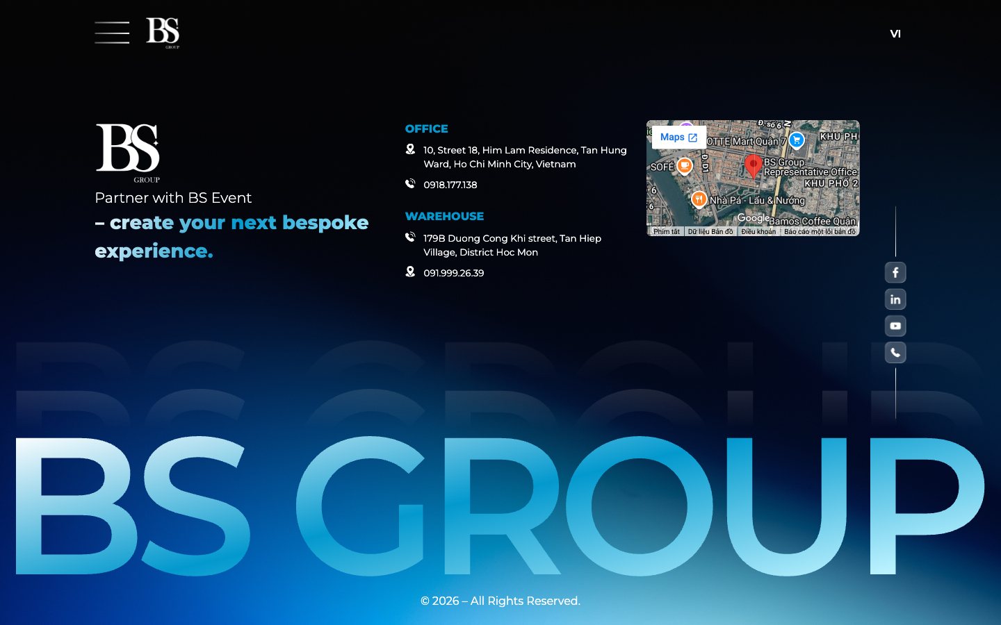 Điểm nhấn giao diện 4 website BS Group - Website event agency dựng trải nghiệm sự kiện ngay trên màn hình