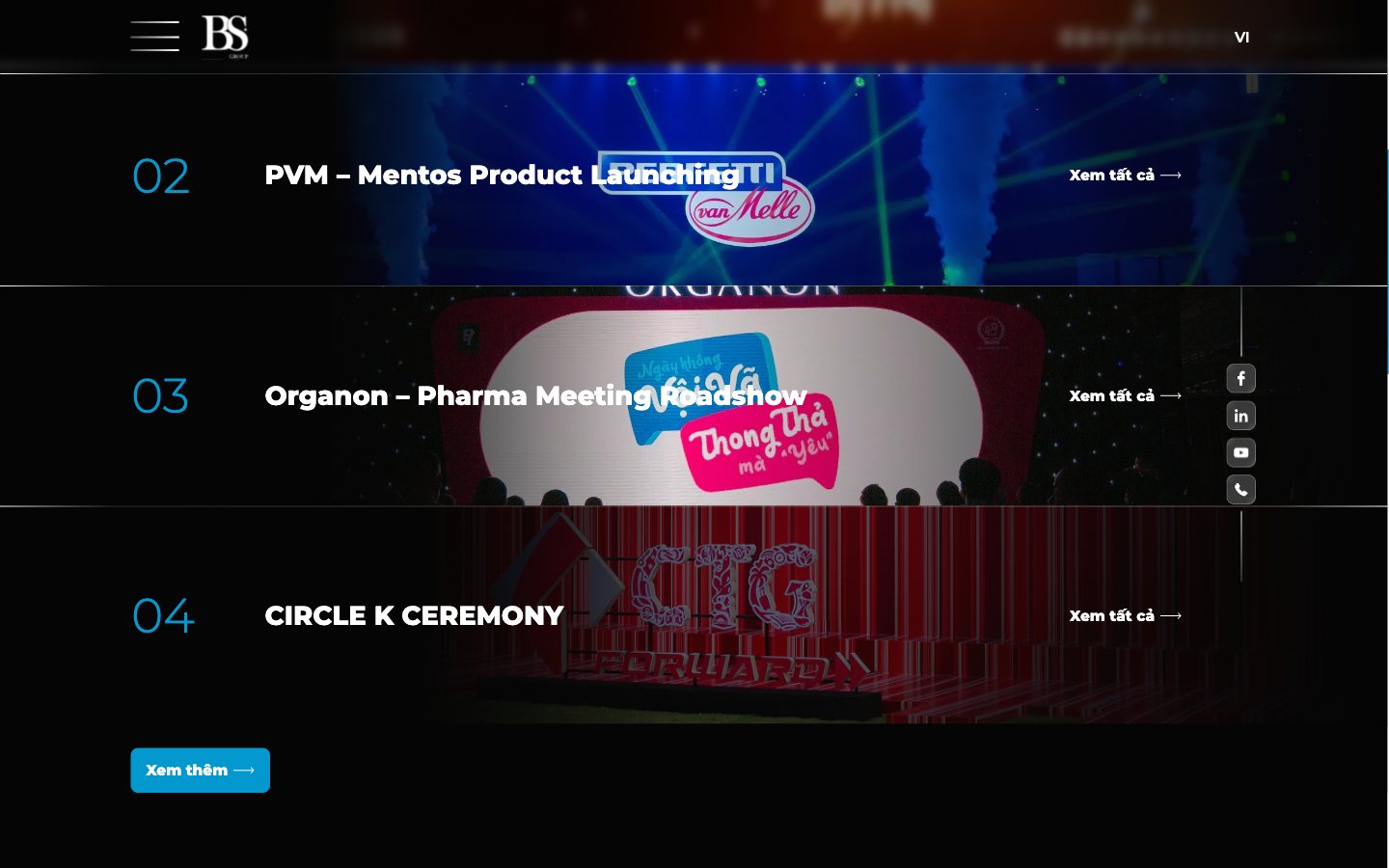 Trang 2 website BS Group - Website event agency dựng trải nghiệm sự kiện ngay trên màn hình