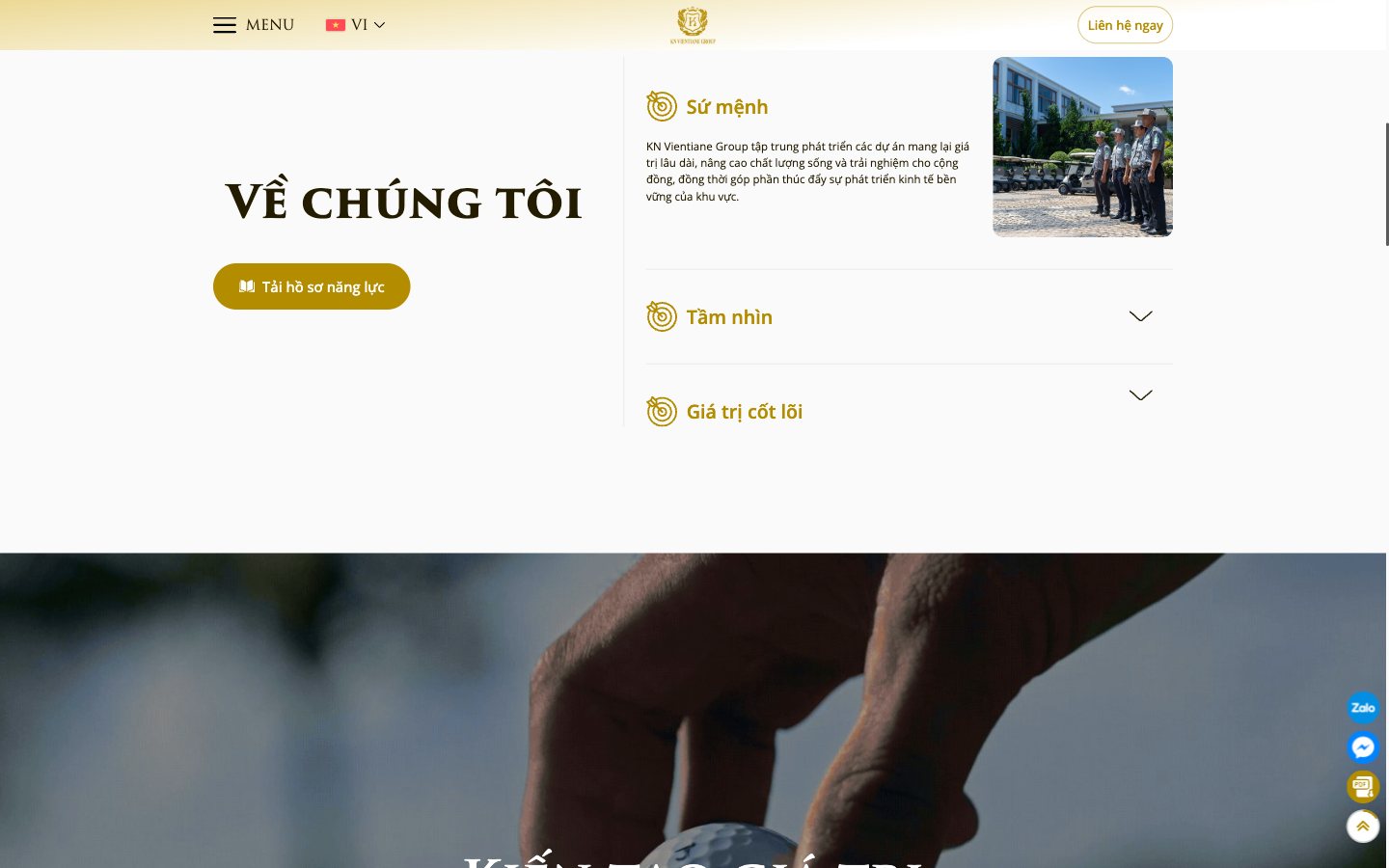 Điểm nhấn giao diện 2 website KN Vientiane Group - Website tập đoàn đầu tư đa ngành tại Lào