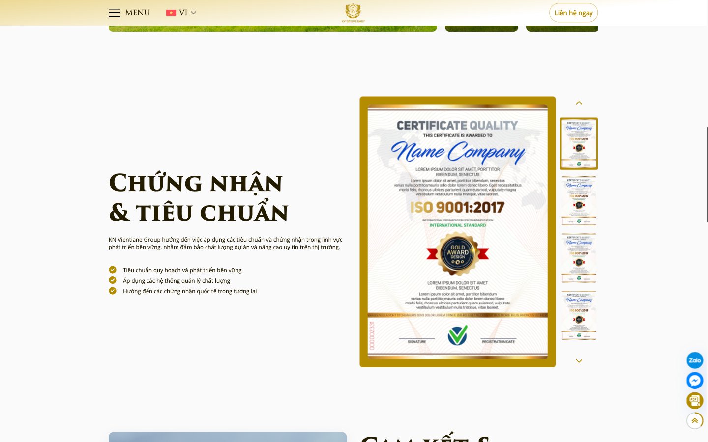 Điểm nhấn giao diện 3 website KN Vientiane Group - Website tập đoàn đầu tư đa ngành tại Lào
