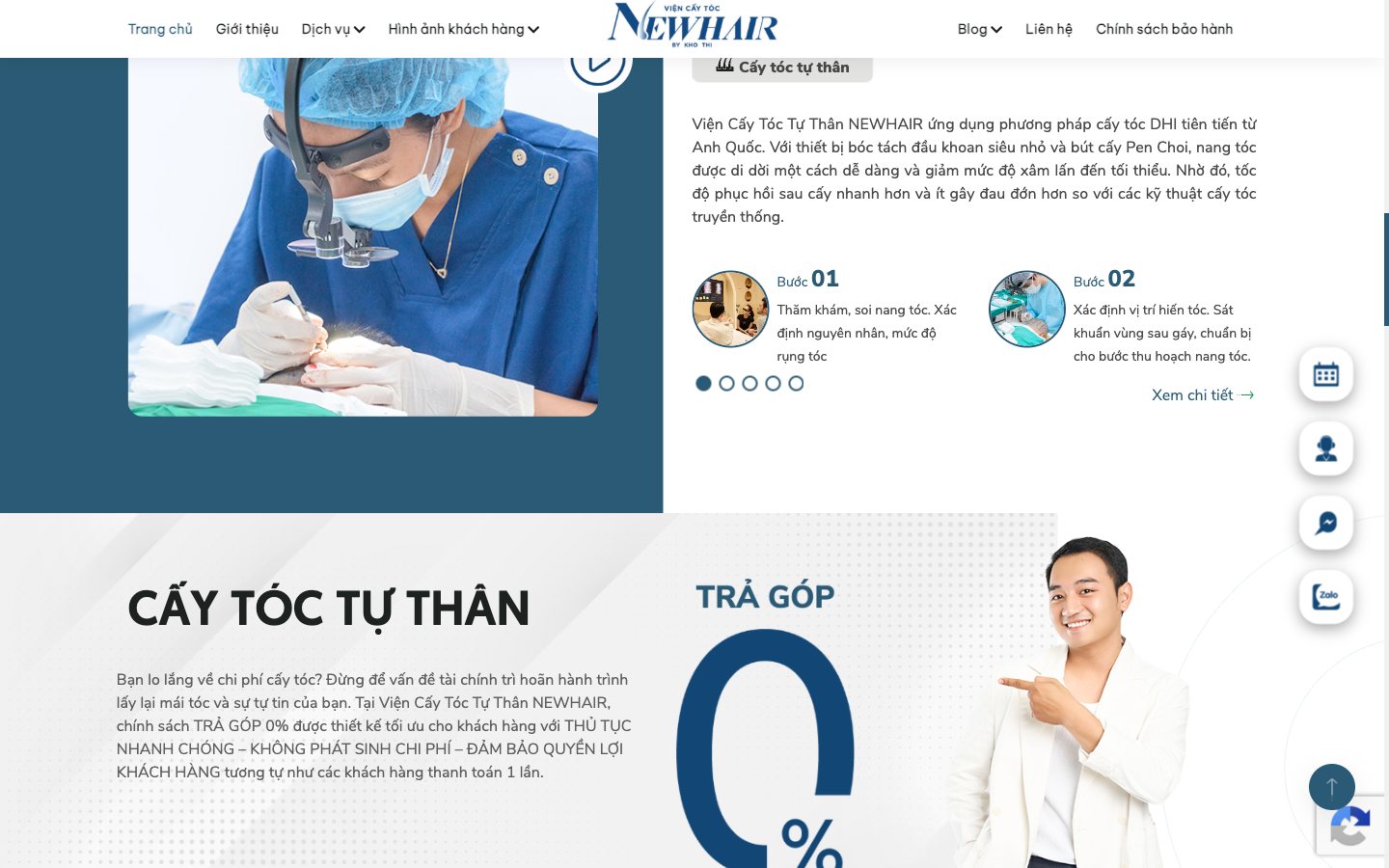 Trang 2 website NewHair by Khơ Thị - Website viện cấy tóc tự thân