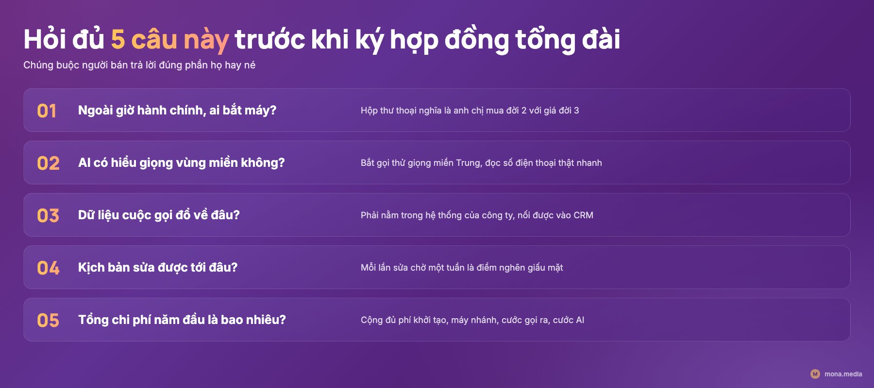 5 câu hỏi cần đặt cho nhà cung cấp tổng đài ảo trước khi ký hợp đồng