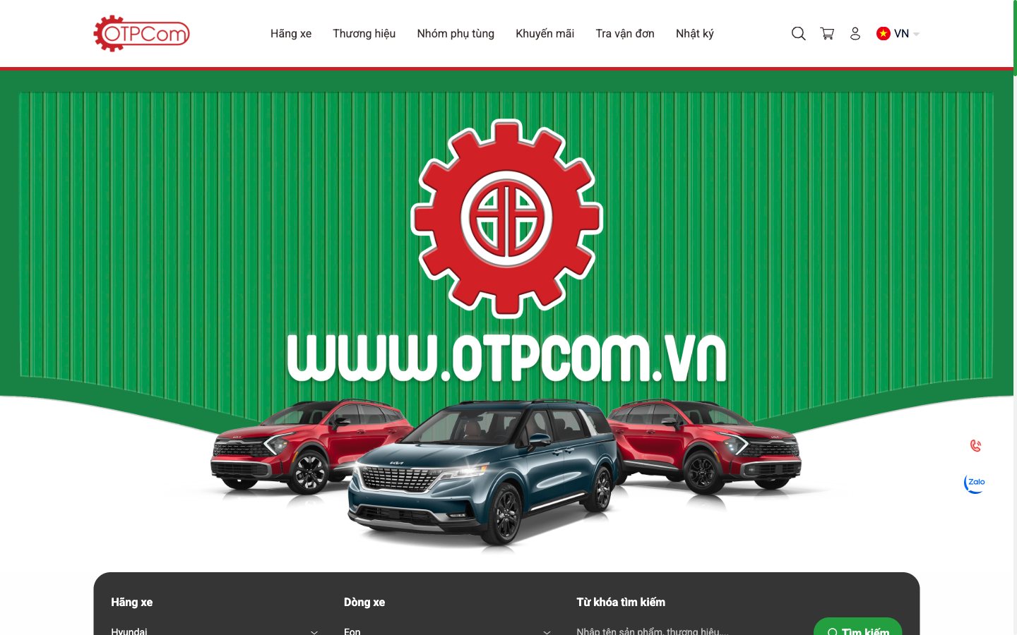 Trang 1 website OTPCOM - Web app bán phụ tùng ô tô tra đúng xe, đúng mã