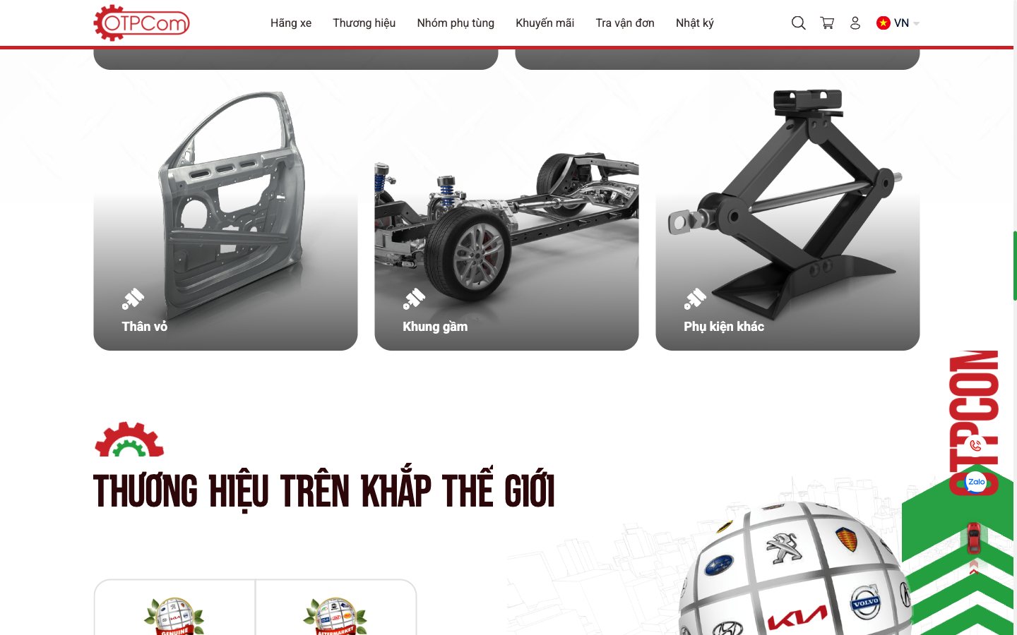 Trang 3 website OTPCOM - Web app bán phụ tùng ô tô tra đúng xe, đúng mã