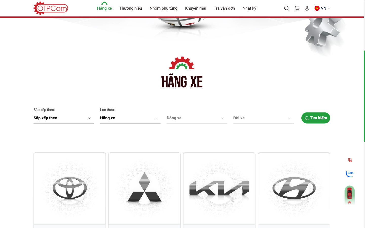 Trang 5 website OTPCOM - Web app bán phụ tùng ô tô tra đúng xe, đúng mã