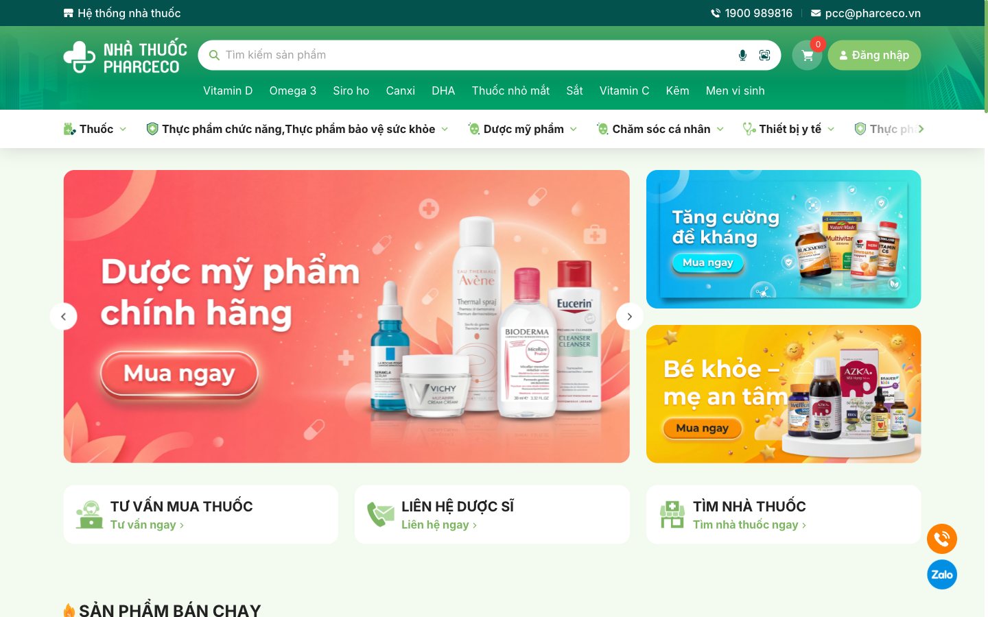 Trang 1 website Nhà thuốc Pharceco - Web app bán hàng cho hệ thống nhà thuốc