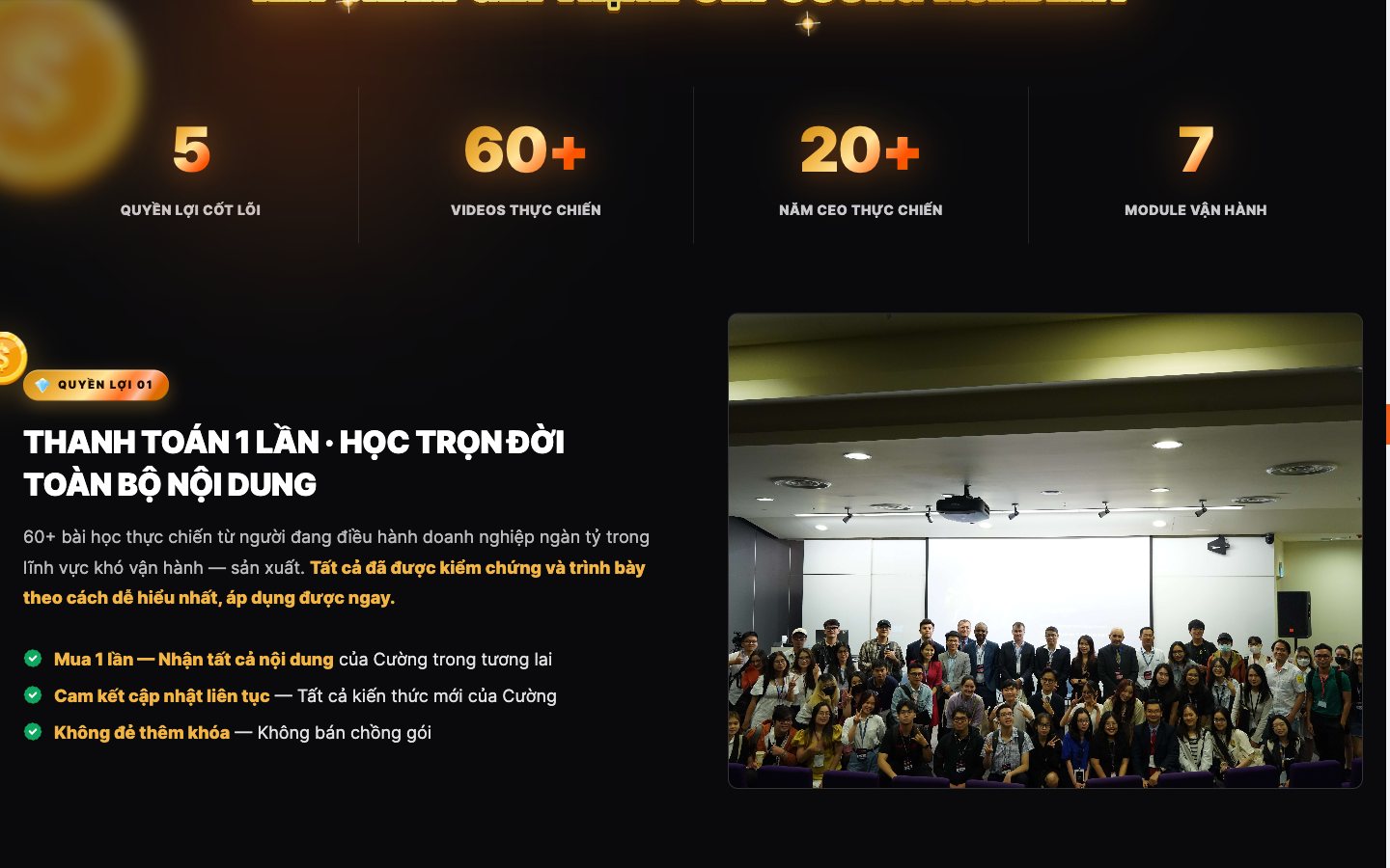Điểm nhấn giao diện 3 website Trịnh Chí Cường Academy - Hệ sinh thái khoá học cho CEO Đại Đồng Tiến