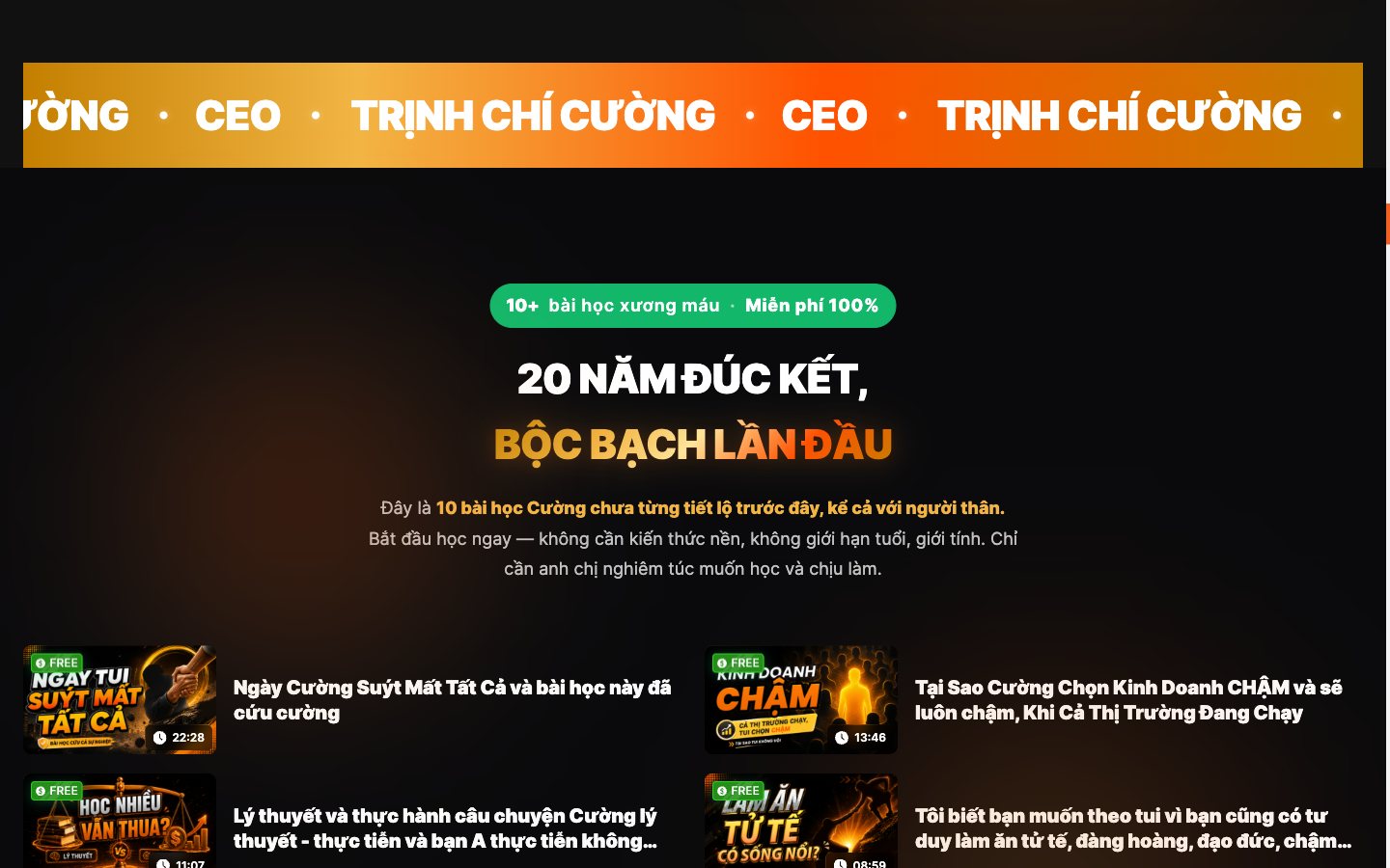 Trang 5 website Trịnh Chí Cường Academy - Hệ sinh thái khoá học cho CEO Đại Đồng Tiến