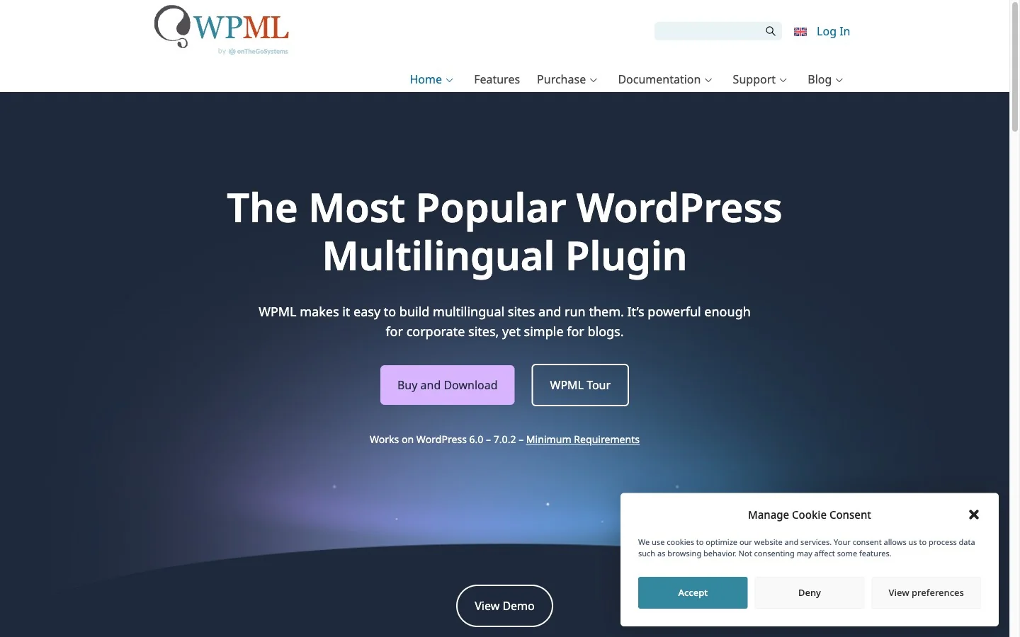 Trang chủ WPML, plugin dịch WordPress trả phí phổ biến