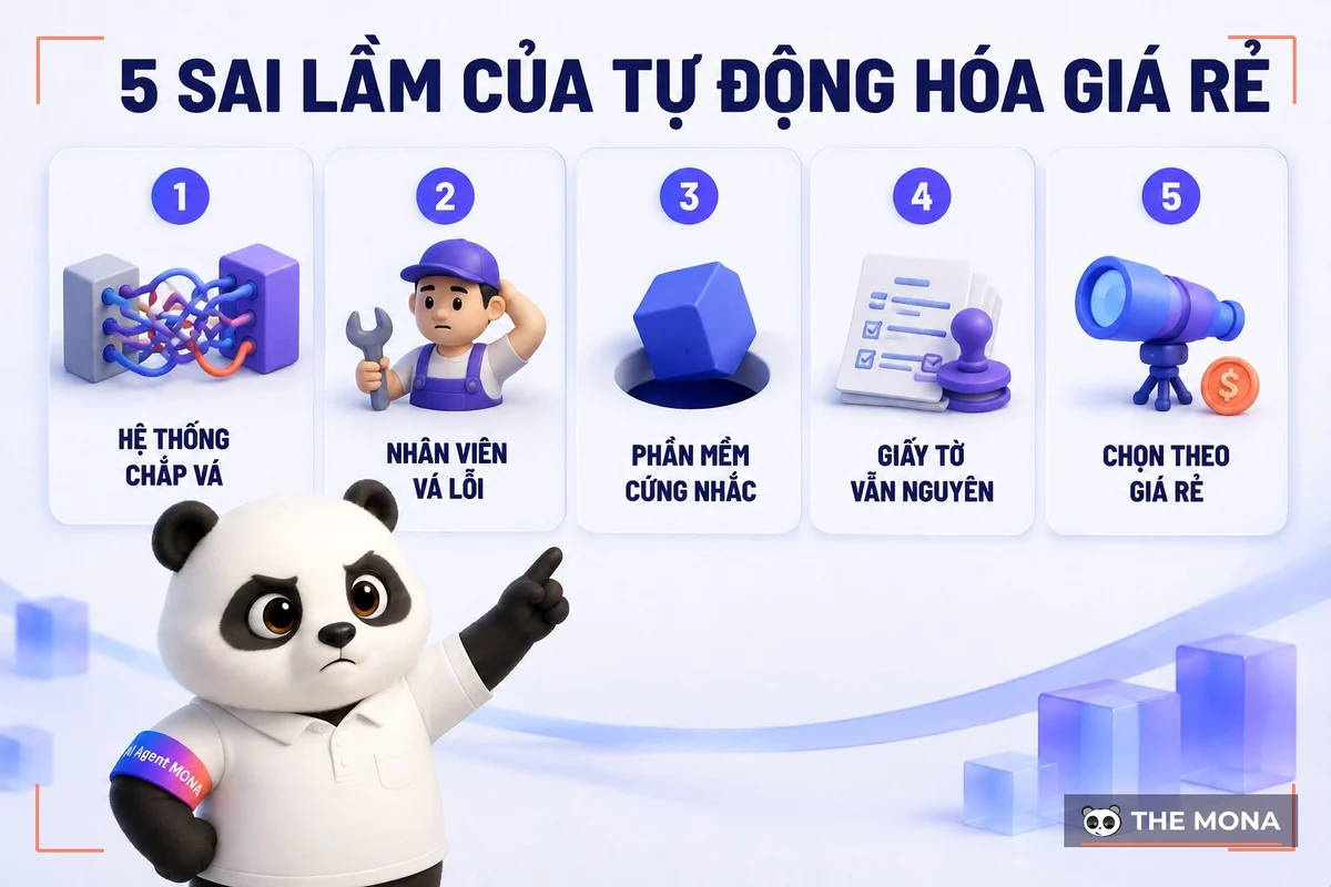 Gấu MONA chỉ vào bảng 5 sai lầm thường gặp của tự động hóa giá rẻ