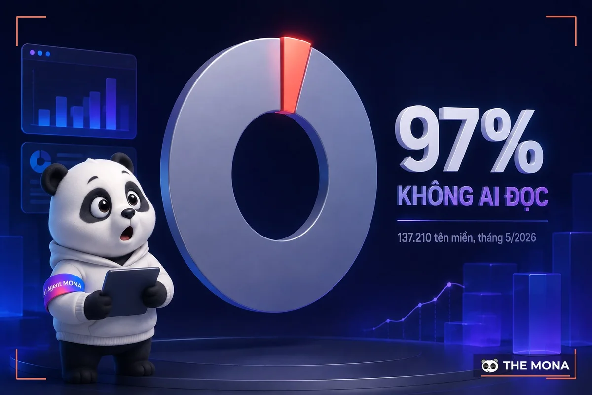 Biểu đồ 97% file llms.txt không nhận lượt đọc nào trong tháng 5/2026