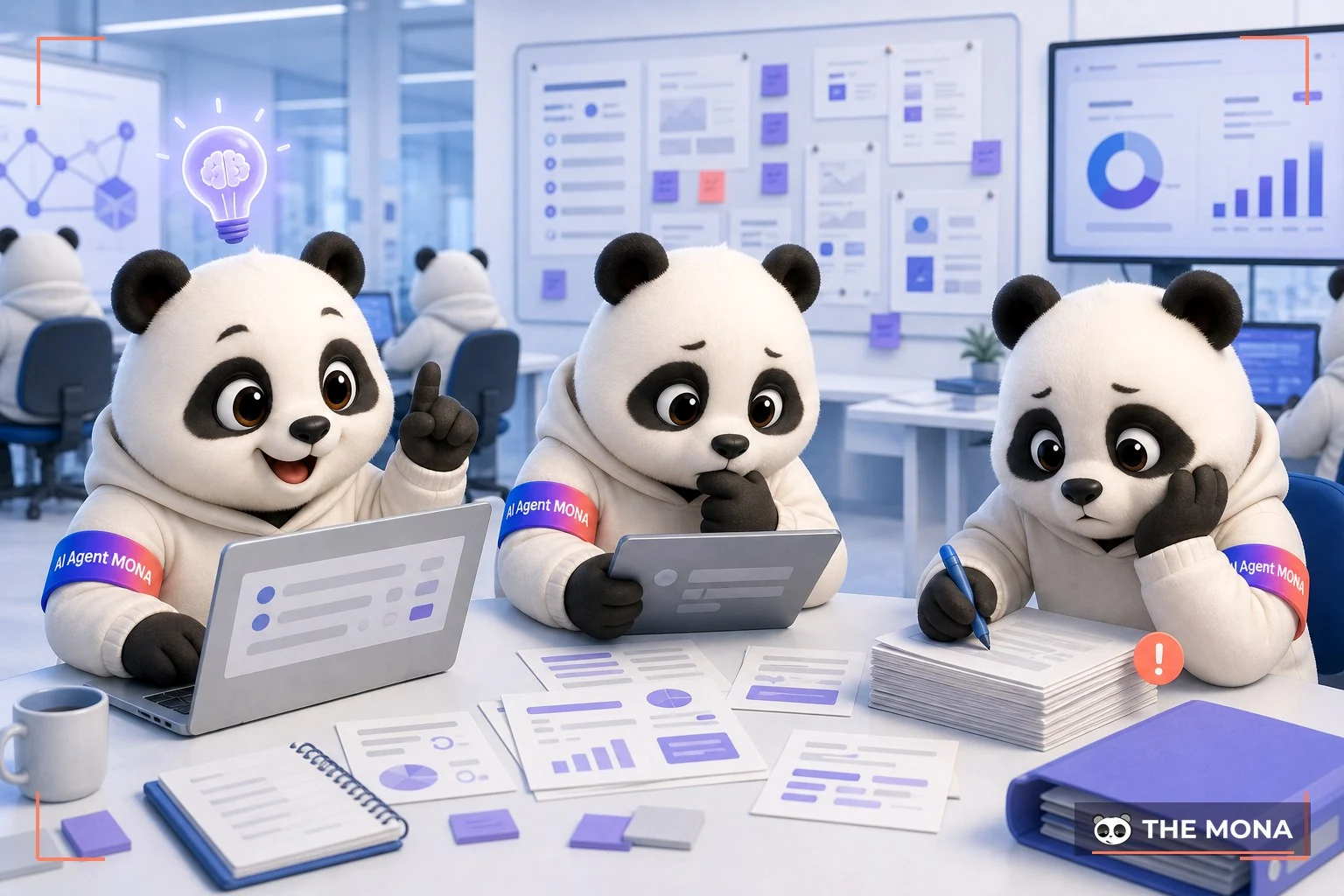 Đội gấu MONA đang thực hiện ai tạo ra ý tưởng nhưng không tạo ra kết quả trong bối cảnh làm việc thực tế