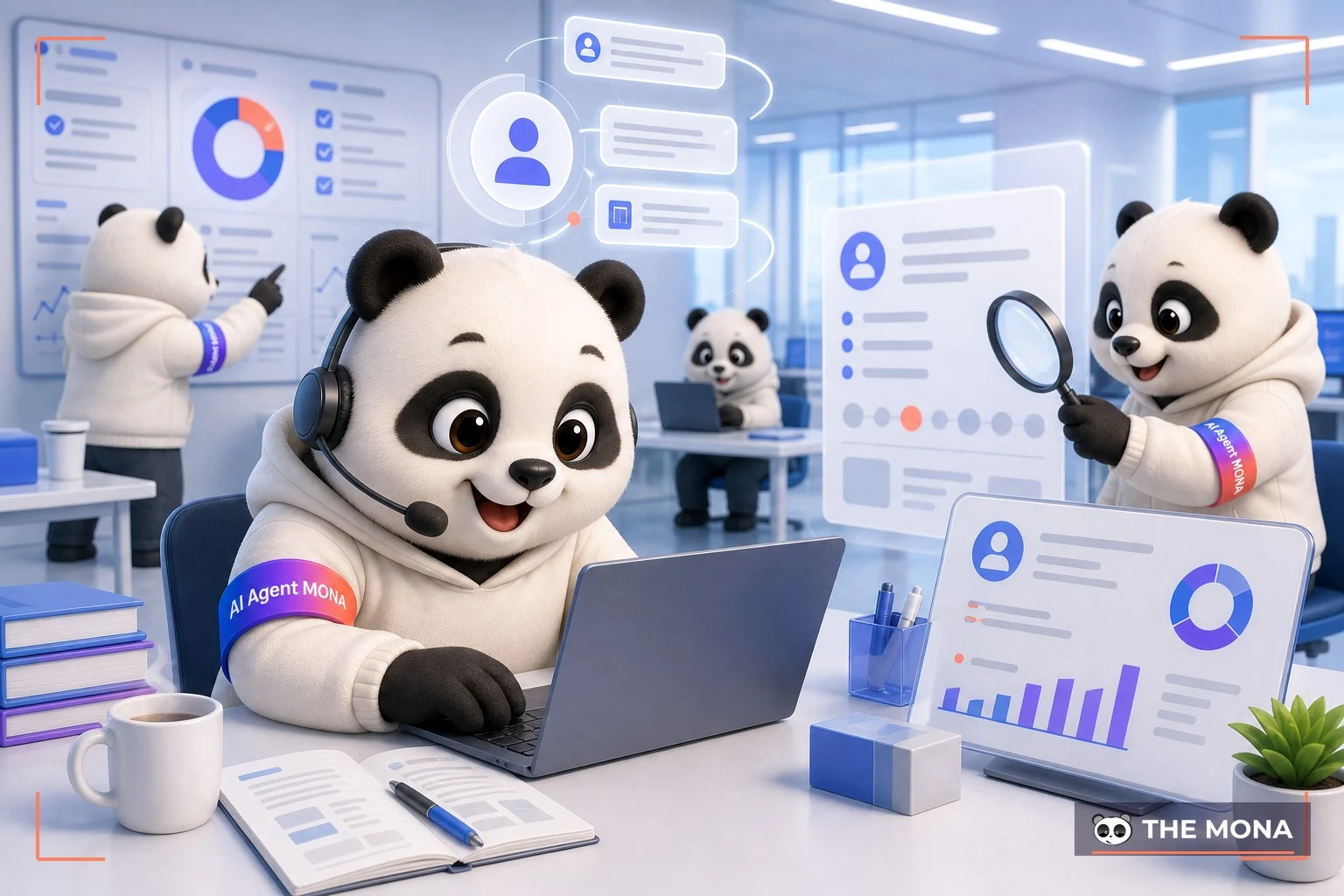 Đội gấu MONA đang thực hiện trợ lý tự research khách trước mỗi cuộc gọi trong bối cảnh làm việc thực tế