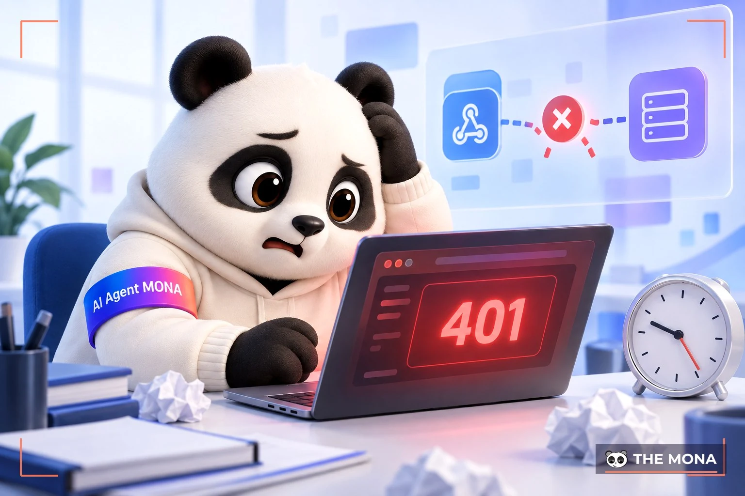 Màn hình code lỗi 401 do lệch giờ webhook