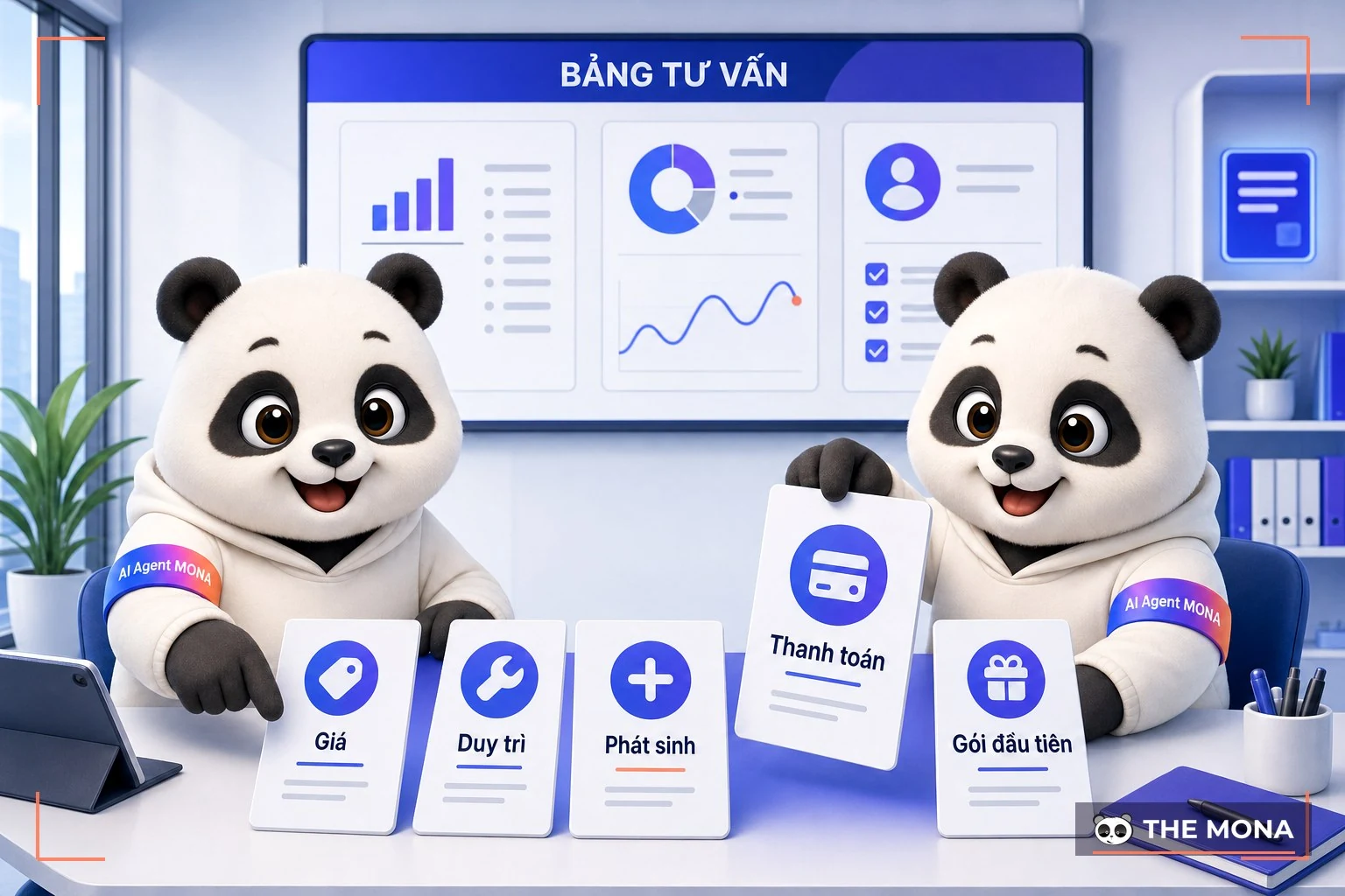 Hai gấu MONA lật năm thẻ hỏi đáp về giá và thanh toán