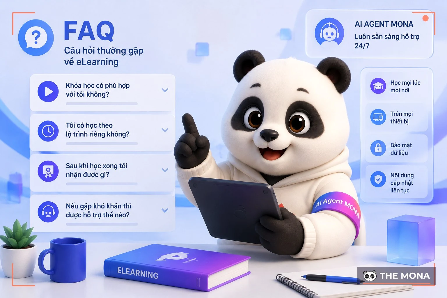 Gấu MONA trả lời các câu hỏi thường gặp về elearning