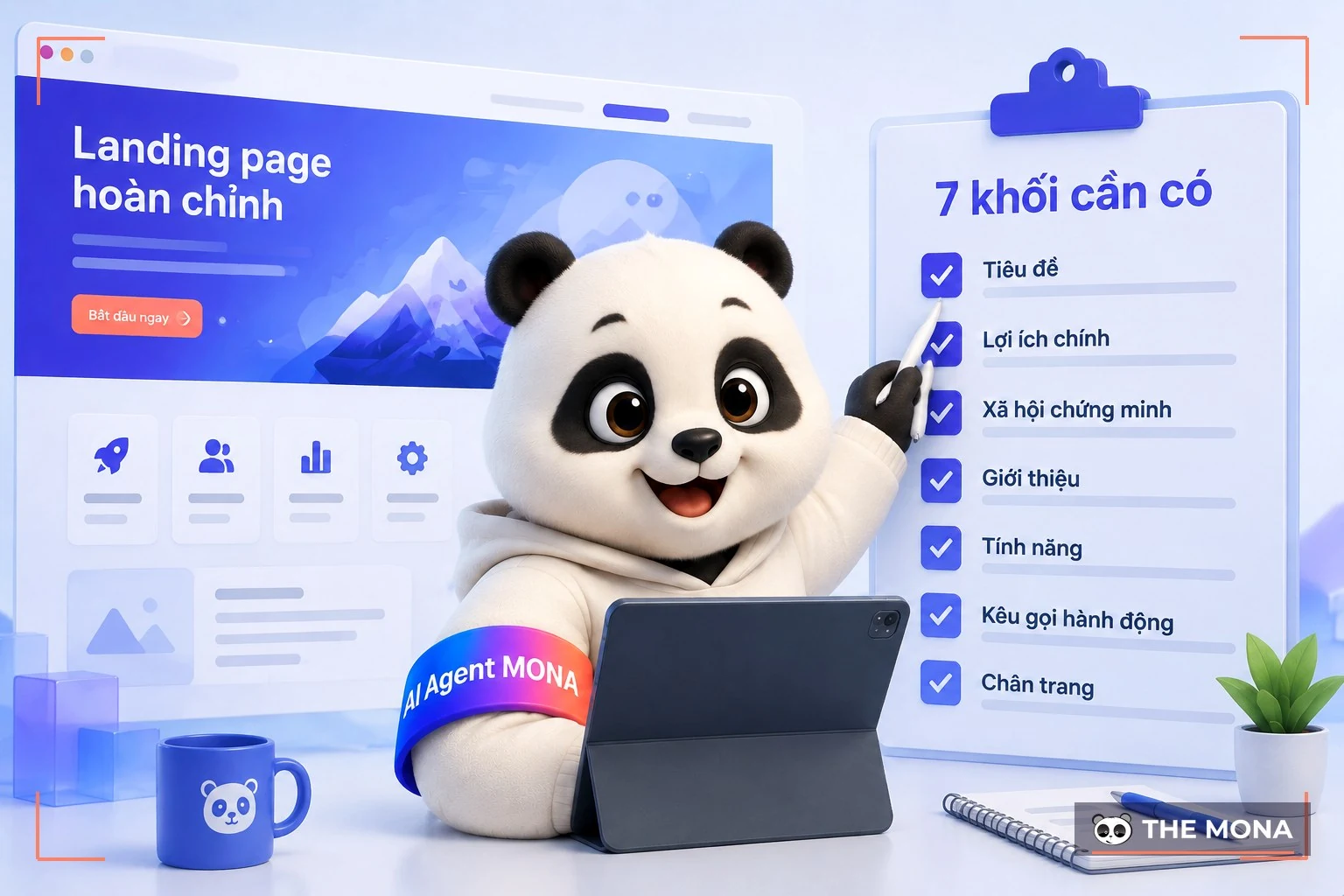 Gấu MONA dò bảng bảy khối cần có của một trang đích