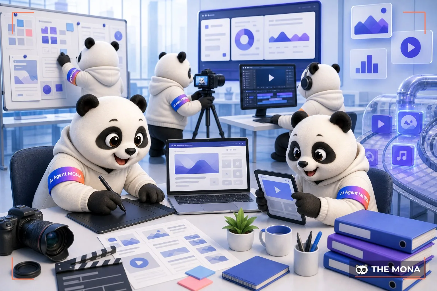 Đội gấu MONA đang thực hiện vào việc dùng sora cho marketing, giải pháp tối ưu cho nội dung trong bối cảnh làm việc thực tế