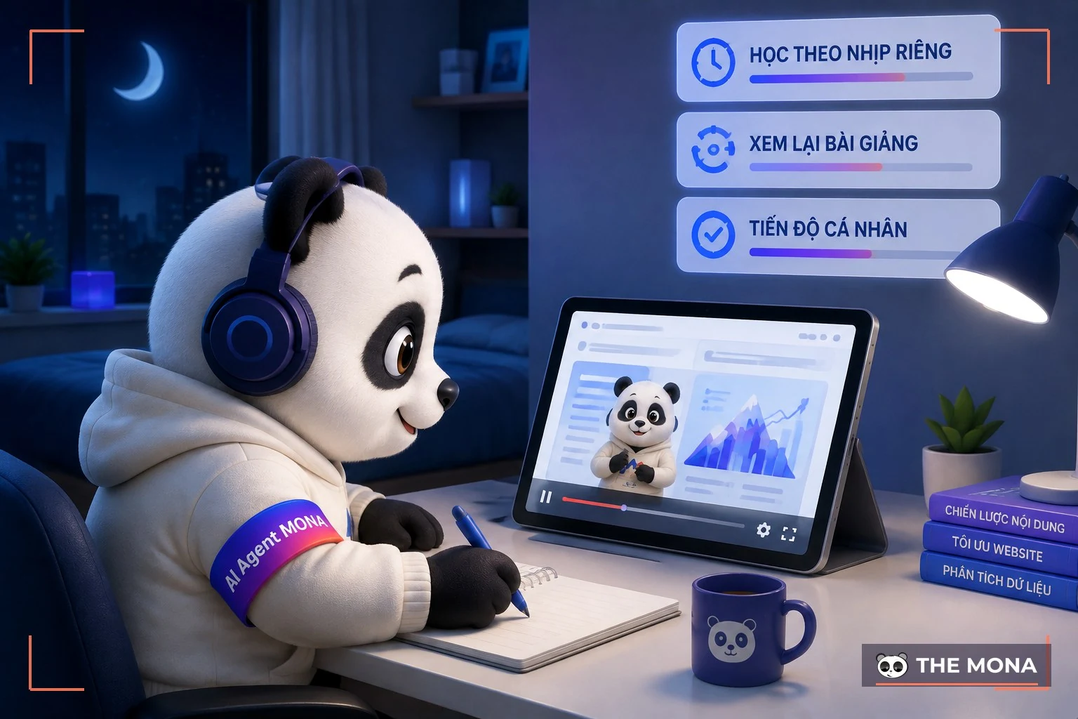 Học viên xem lại bài giảng elearning lúc đêm khuya theo nhịp riêng