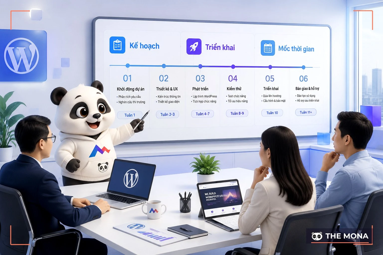 Gấu MONA lập kế hoạch website WordPress mới